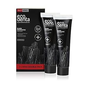 Ecodenta Tandpasta Geactiveerde Houtskool Tanden – Whitening Toothpaste Activated Charcoal- Natuurlijke Zwarte Tandplak Verwijdering Fluoridevrije 2x100ml