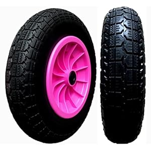 SYTZTOOLS PACK VAN 2 ROZE 14″ PUNCTURE PROOF 3.50-8 WIELBARROW TROLLEY WIEL 20MM BORE