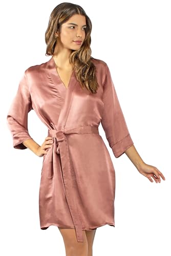 Tara Sartoria Luxury Artisan Silk Robes For Women, Washable Pure 27 Momme Mulberry Silk Robe Short