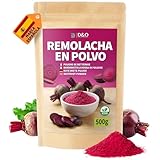 Remolacha en Polvo 500g - Polvo Secado Suavemente al Aire de Remolachas 100% Natural - Se Puede Utilizar Cruda y Cocinada - Ideal como Colorante Alimenticio - Sin Aditivos, Sin Gluten, Vegano