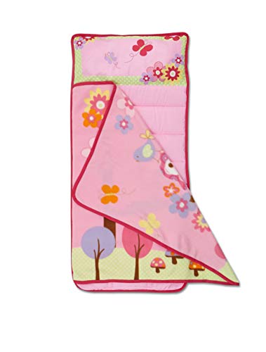 Funhouse Woodland Kids Nap Mat Set – Includes Pillow and Fleece Blanket – Cute Owl Design - Great for Girls Napping during Daycare, Preschool, or Kindergarten - Fits Toddlers and Young Children