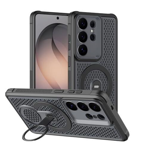 Étui magnétique Samsung S26 avec support rotatif et coque anti-chauffe