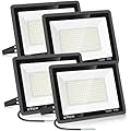XYCN 4 Pack 100W LED Flood Light, IP66 Waterproof Outside Flood Light, 12500LM Super Bright Outdoor Security Lights, 5000K Daylight White Floodlight for Yard Garden Playground Basketball Court Patio