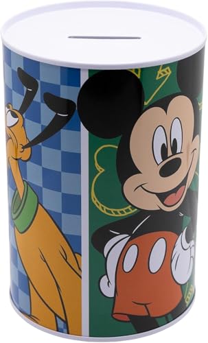 Mickey Mouse Metal Piggy Bank for Kids – Official Disney Money Box Tin, Fun Coin & Cash Savings Bank, for Boys & Girls Size-15cm