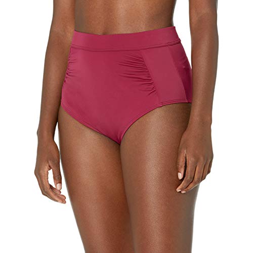 Amazon Essentials Women's High-Waisted Bikini Bottom, Burgundy, Medium