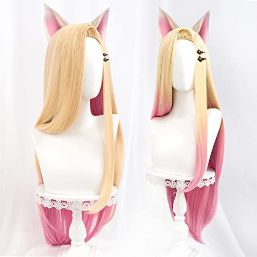 Anime K/DA Ahri Parrucca Cosplay Lungo Rettilineo