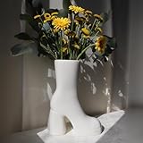 Reimagine Discovery White Boot Vase, Maximalist Decor Ceramic Flower Vase, Modern White Home Decor for Office, Bedroom & Living Room, Aesthetic Room Decor for Desk, Shelf, Table, Bar & Vanity