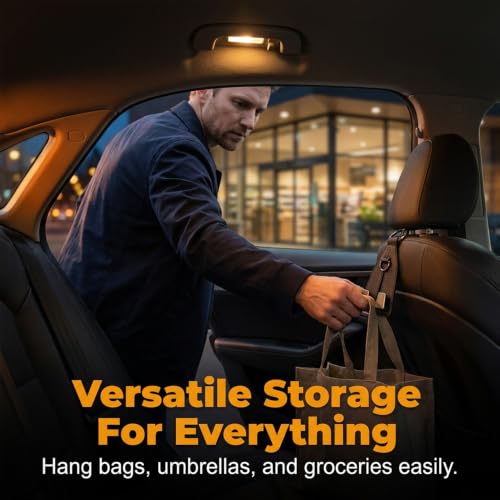 Image of Premium Leather Wrapped Design (Black, 4pcs) | Double Hook Storage | Space Saving Car Organizer | Easy Headrest Installation