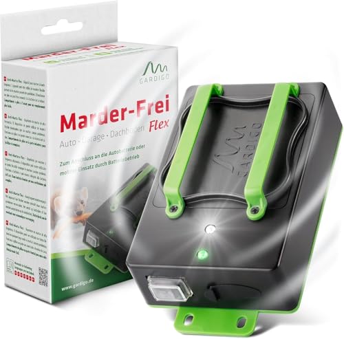 Gardigo® Dispositivo Anti Martore a Batterie | Repellente Antiroditori per Auto, Casa | Facile Sostituzione Batterie | Ultrasuoni per Allontanare Roditori Vano Motore, Soffitta | Repellente Topi Auto