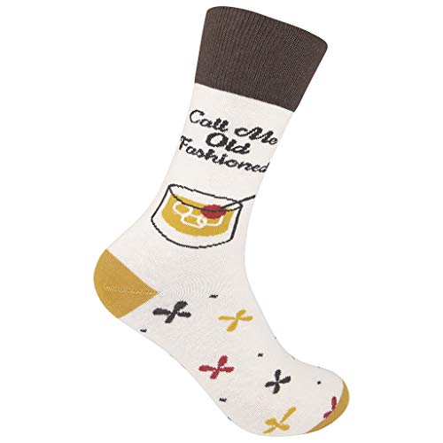 FUNATIC Call Me Old Fashioned Whiskey Novelty Crew Sock for Adult Men and Women | Sophisticated Gentleman Gift Idea with Saying | Best Whisky Glass Art Apparel | Classy Drinker Holiday Party Accessory
