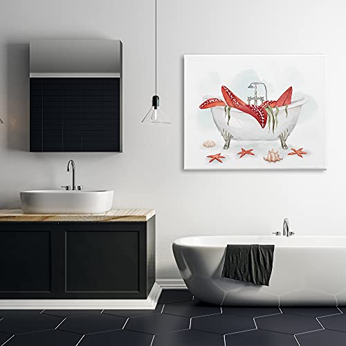 Image of Stupell Industries Large Red Starfish Ocean Inspired Claw Bath Tub