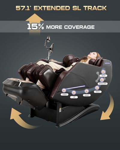 4D Massage Chairs Full Body,Zero Gravity SL-Track Shiatsu Massage Chair Recliner,Core Heating,20 Massage Techniques,Deep Yoga Stretch,Foot Rollers, Ai Voice,Touch Screen,Wireless Charging - Image 2