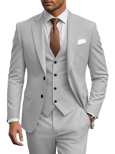 Wangyue Men's Suits 3 Piece Slim Fit Wedding Suits for Men Two Button Jacket Vest Pants Set Prom Dinner