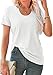 WIHOLL White T Shirts for Women Sexy V Neck Summer Tops Short Sleeve Casual Loose Fit Vacation Beach Soft Fashion S
