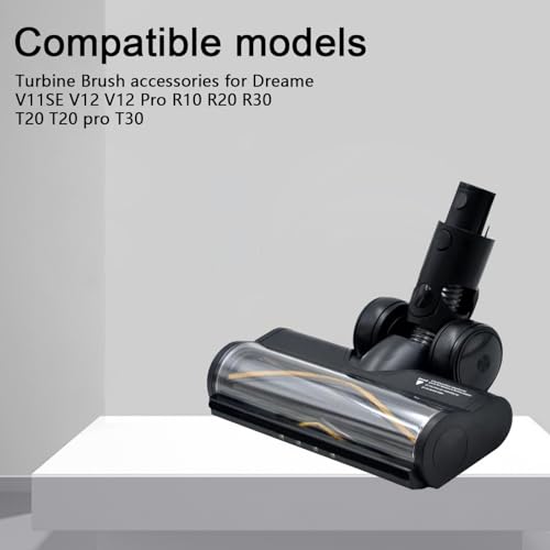 Turbine Bürste für Dreame R20 T20 T30 R30 V12 V12 Pro T20 pro V11SE R10, Elektrische Bürste mit LED Scheinwerfern, Zubehör mit SchnellspannerBürste für Hartboden und Teppiche