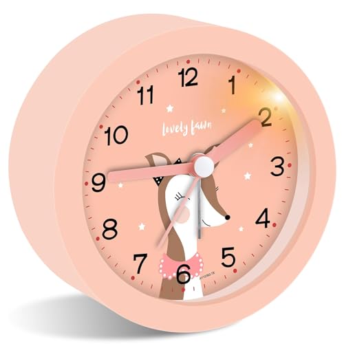 Ayybboo Sveglia per bambini, analogica, senza ticchettio, comodino, camera da letto, bambini, con snooze e luce...