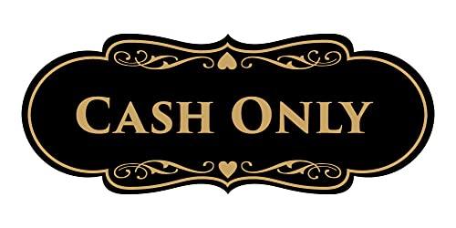 Designer Cash Only Sign (Black Gold) - Medium