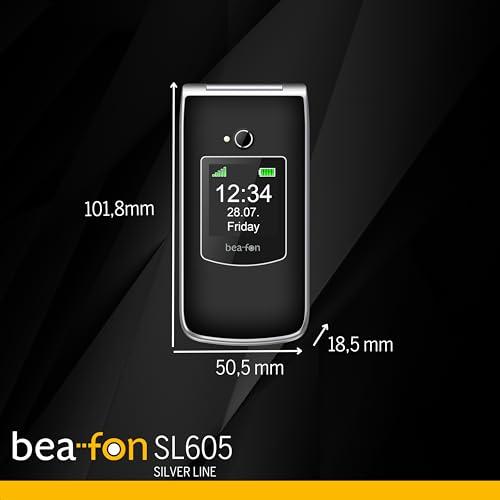 Beafon, SL605, Silverline, Klapphandy, Seniorenhandy mit SOS Notruftaste, Farbinnendisplay 2,4\ (6,09cm) / Farbaußendisplay 1,44\ (3,65cm), Fotokontaktanzeige, Tastenansage, inkl. Tischladeschale