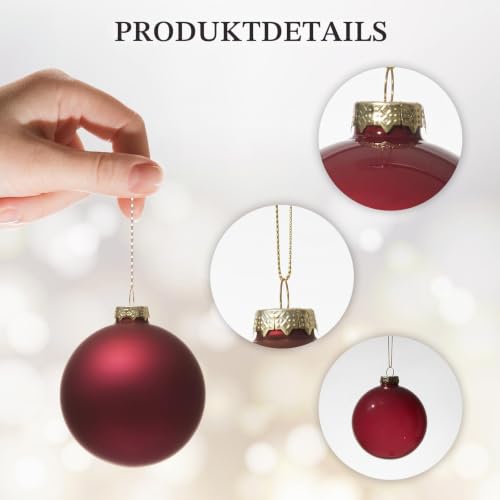 DN DECONATION Weihnachtskugeln Set 9 rosaroten Christbaumkugeln aus Glas – Ansicht 5