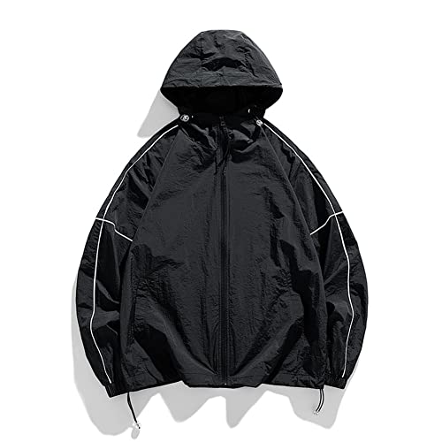 Veste d'été surdimensionnée homme noire en taille L pour une protection solaire optimale
