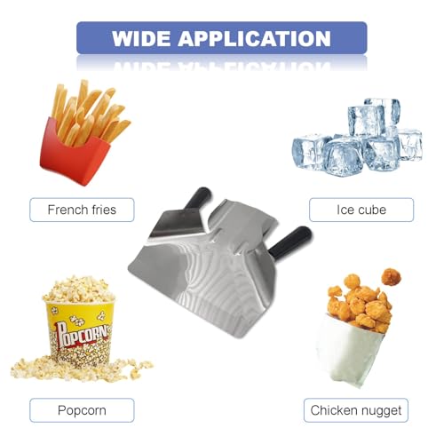 Joyangy Stainless Steel French Fry Scoop, Dual Handle Popcorn Bagger Tool for Snacks/Ice/Desserts