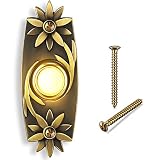 Timbre de metal sólido, botón de latón antiguo con cable de bronce con luz LED para puerta delantera del hogar (latón antiguo)