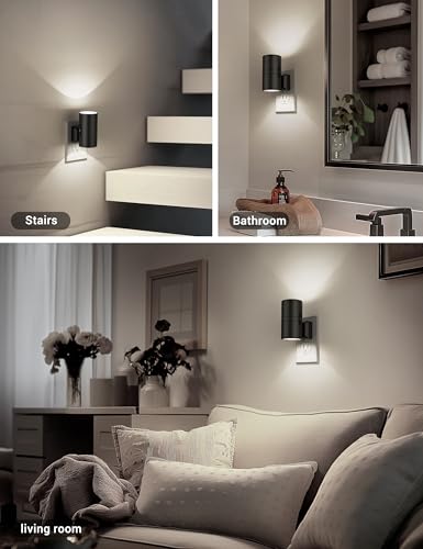 Image of Night Lights Plug into Wall, Dimmable Night Light Plug in, Modern Night Lights with Dusk to Dawn Light Sensor, Soft White 5000K, 0-100LM Adjustable Brightness Nightlight for Hallway Bedroom, 2 Pack