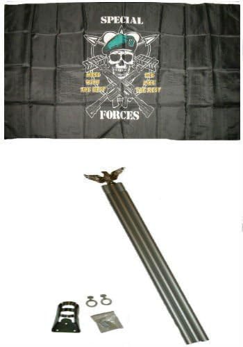 3x5 Special Forces Mess With The Best Flag w 6 Ft Aluminum Flagpole Kit - Party Decorations Supplies For Parades - Prime Outside, Garden, Men Cave Decor Flag