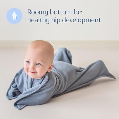 Image of SleepingBaby Zipadee-Zip Transition Swaddle - Cozy Baby Swaddle Blanket with Zipper Convenience - Roomy Wearable Blanket for Easy Diaper Changes - Heather Grey, Medium (6-12 Month)