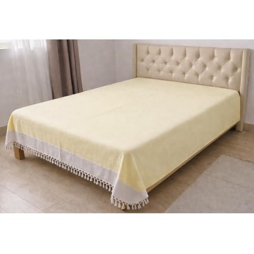 Image of Khadi Handloom Handmade 210TC Single Bed Sheet Cotton 7.5X5 feet Superfine Premium Cotton bedsheet Single Bed Single Pack