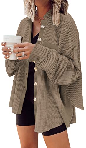 Image of Womens Corduroy Button Down Shirts Color Block Long Sleeve Blouses Tops Jackets