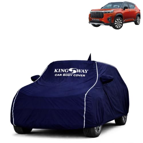 Image of KINGSWAY Super Waterproof Car Cover Only with Honda Elevate (Year 2023 Onwards - All Model) | Mirror and Antenna Pockets | All Weather Car Body Cover with Silver Piping | Blue