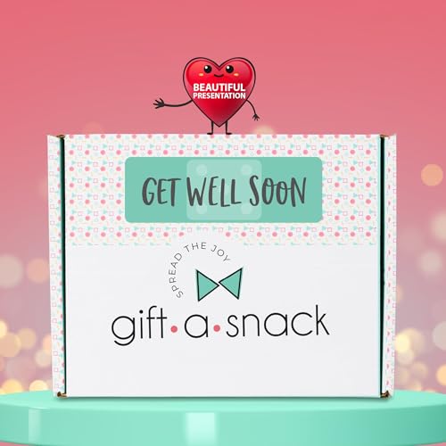 Image of Gift A Snack - Get Well Soon Snack Box Variety Pack Care Package + Greeting Card (60 Count) Feel Better Sweet Treats Gift Basket, Candies Chips Crackers Bars - Office Food Assortments