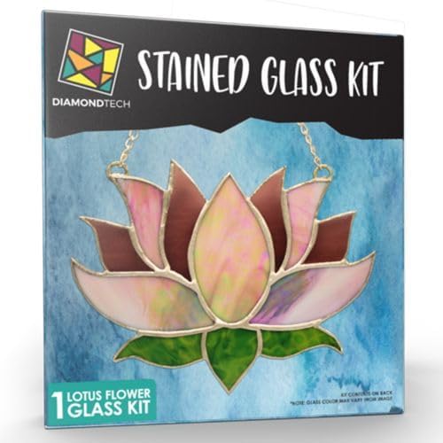 Lotus Flower Pre-Cut Stained Glass Kit-Make Your own Beautiful Glass Project.