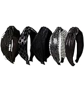 REFRASE LIFE Headbands for Women and Girls, 5 Pcs Cute Black Hair Accessories Cross Knotted Headb...