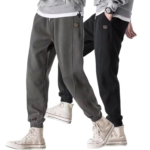 Men's Sporty 2 Pack Bottom Closed Joggers Comfy Jogger Casual Elastic Band Jogging Casual Pants