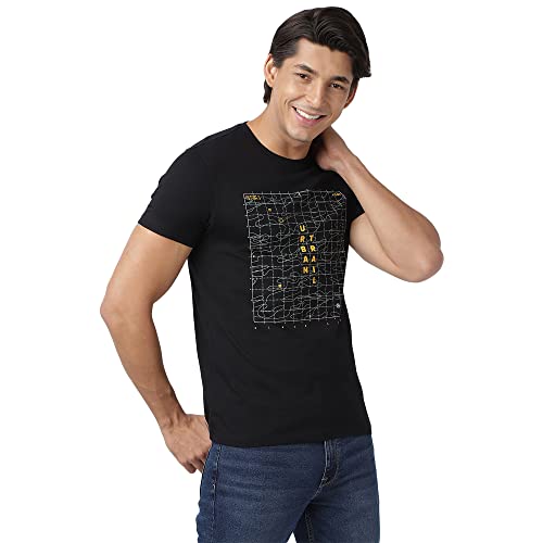 Image of Wrangler Men Black Graphic Regular Fit T Shirt