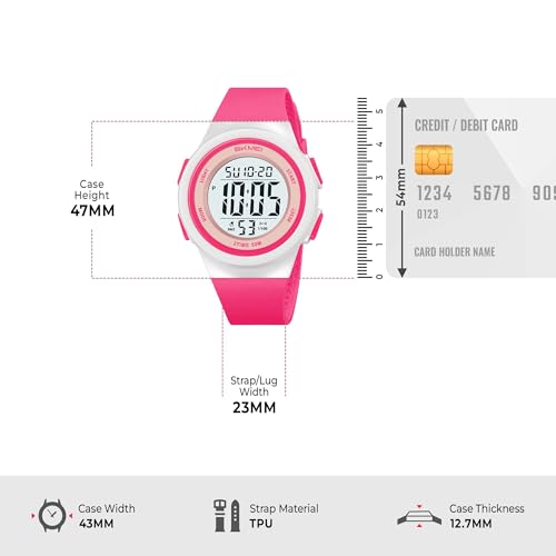 Image of SKMEI Digital Kids Watch for Boys & Girls - Waterproof Sports Wristwatch with LED Backlight, Alarm, Stopwatch & Dual Time Zone - Durable Kids Outdoor Watch - 2286