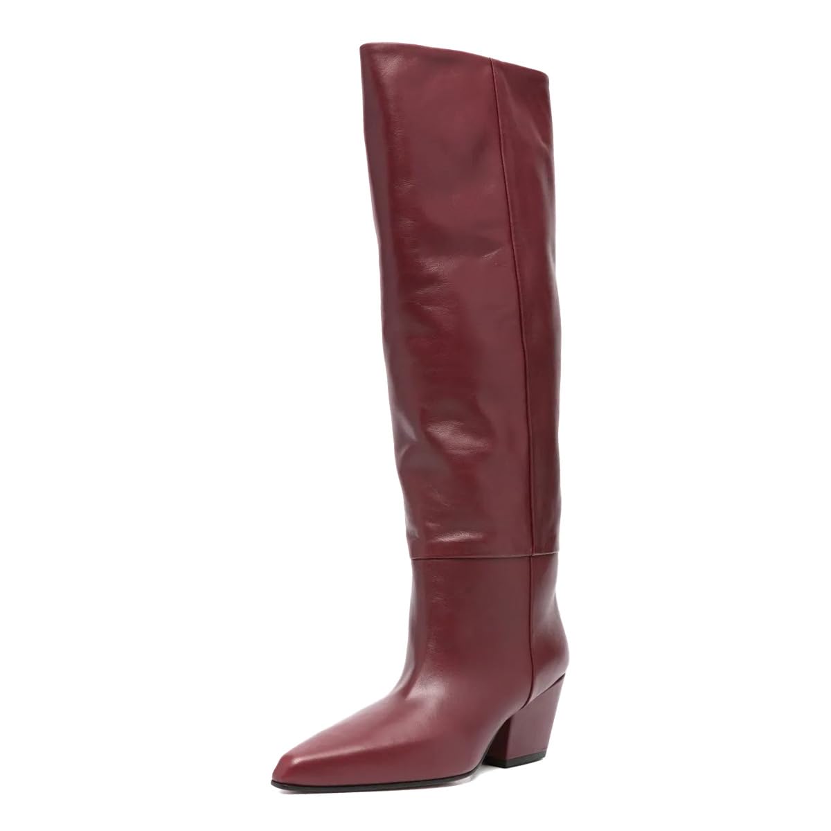 Women Wide Calf Square Toe Knee High Boots Chunky Low Heel Pull On Tall Booties Comfy Cold Weather