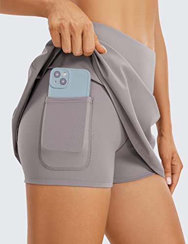 CRZ YOGA Short feminino de cintura alta com forro de saia de tênis – saia plissada para treino atlét