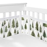 Sweet Jojo Designs + BreathableBaby 2-Piece Breathable Mesh Crib Liner Set (Sage Green Woodland) for Boys/Girls, Baby, Infants/Newborn Nursery (Forest Themed, Nature, Pine Tree, Abstract, Watercolor)