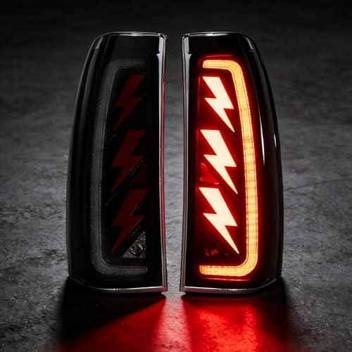 Image of Sequential Led Tail Lights Fit for 1999-2006 GMC Sierra 1500 /2500 /3500,1999-2002 Chevy Silverado 1500 /2500, Starting Animated Dynamic Turn Signal,Brake Light,Reverse Light,Rear Light Assembly, Smoked