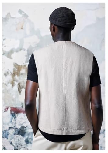 Men's Suit Linen Vest Casual Lightweight Waistcoat Cotton Jacketsleeveless4