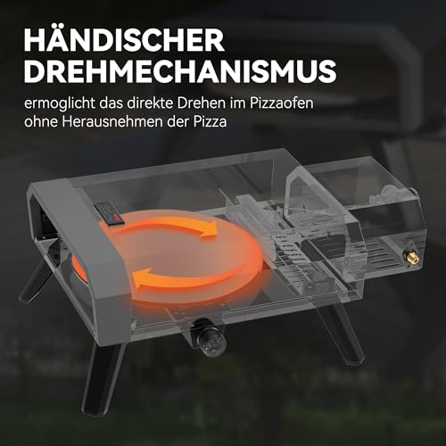 Royal Gourmet Pizzaofen Kompakt Gas-Pizzagrill inkl. Pizzastein 4 kW Gasofen mit Gasschlauch & Regler Backofen mit Klappbeinen für Outdoor Camping
