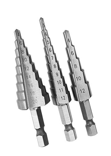 Set perceuses pas à pas de 3 pièces pour perçage progressif net - 2