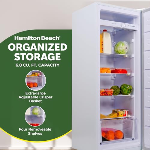 Hamilton Beach HBFRF6892-WHITE HBFRF6892 Upright Convertible Fridge/Freezer-Reversible Door-Removable Glass Shelves-Adjustable Controls-6.8 cu ft, White on Fridge.com