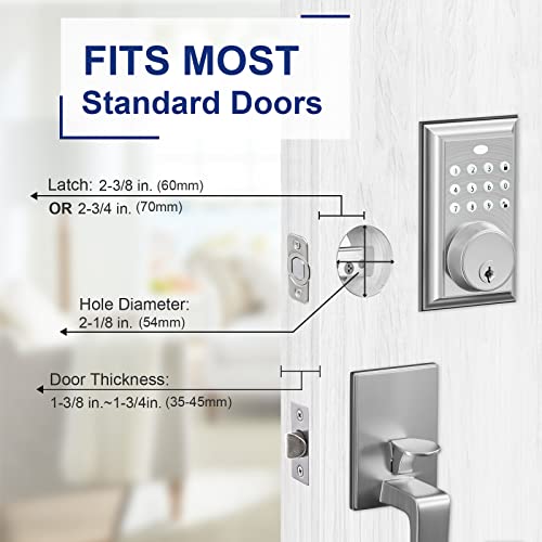 Kiayaci Front Door Lock Set Door Handle Sets Brushed Nickel Door Handle Entry Door Locksets With Rectangle Keypad Deadbolt Single Smart Locks For Front Door Keyless Entry Door Lock Silver #TOP1