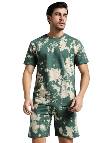 Image of Vogaan Men's Cotton Short Sleeve Tracksuit Summer T Shirt & Shorts Set with 2 Pockets || Casual Co-ord Sets