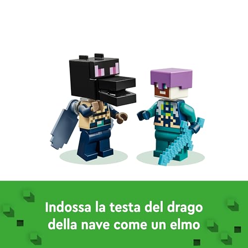 Minecraft L’Enderdrago e la Nave dell’End, Giocattolo - Set da Gioco e da Esposizione con Barca, Drago e 3 Figure tra cui un Enderman - Regalo per Gamer, Bambini e Bambine da 8 Anni in su - 21264 - Lego - Immagine 4