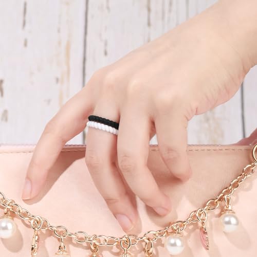 Silicone Wedding Ring for Women,Thin and Stackble Braided Rubber Wedding Bands,No-Toxic,Skin Safe,1/4/5/6/7/8 Variety Multipack3